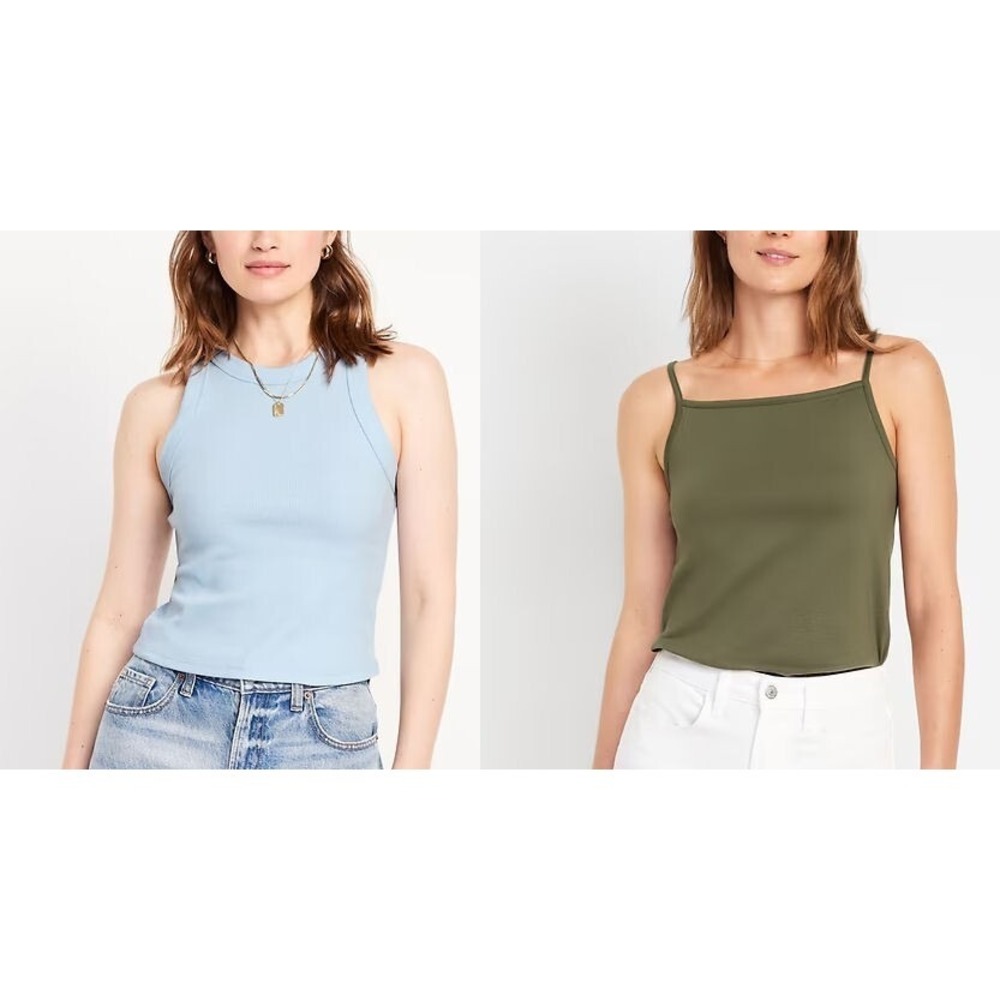 2 Old Navy Women's Snug Fit & Relaxed Cami‎ Tank Tops - Green & Blue - XL 16/18